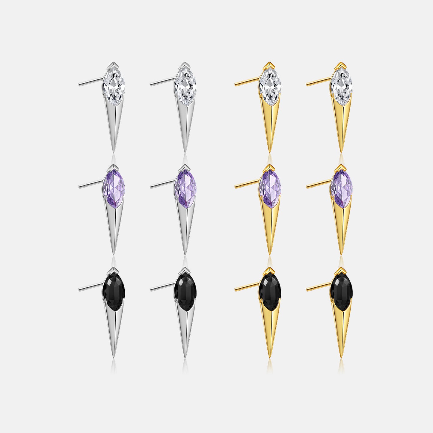 925 Sterling Silber / 18K Gold Spitze Ohrstecker mit Edelsteinen