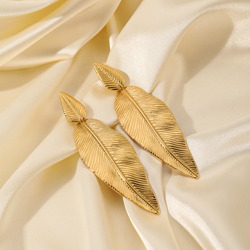 Edelstahl Goldene Blattohrstecker