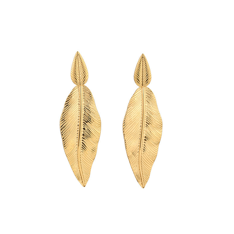 Edelstahl Goldene Blattohrstecker