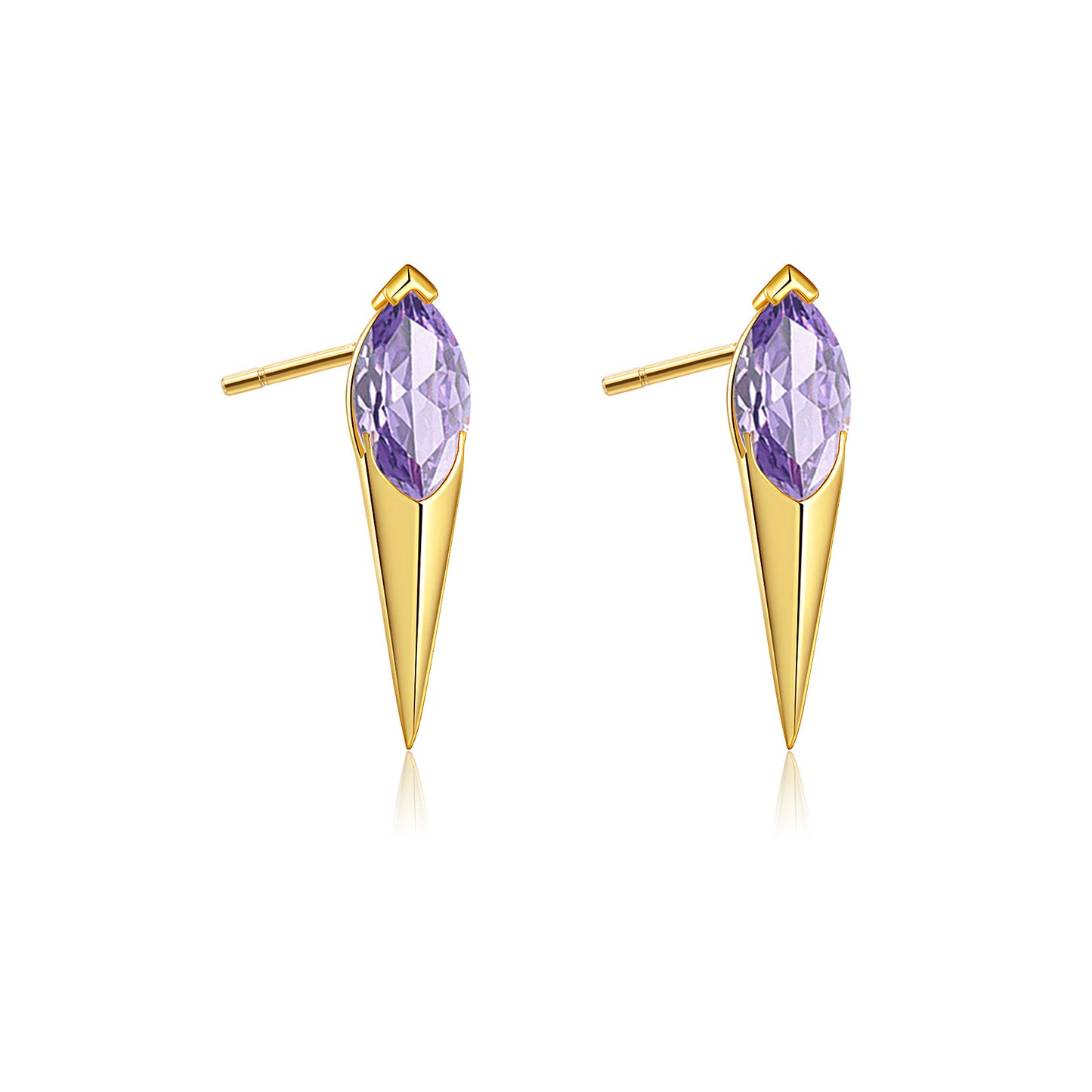 925 Sterling Silber / 18K Gold Spitze Ohrstecker mit Edelsteinen