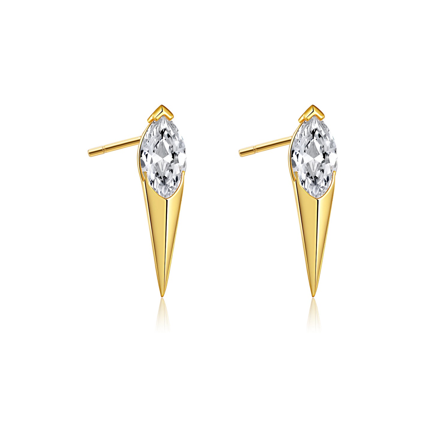 925 Sterling Silber / 18K Gold Spitze Ohrstecker mit Edelsteinen