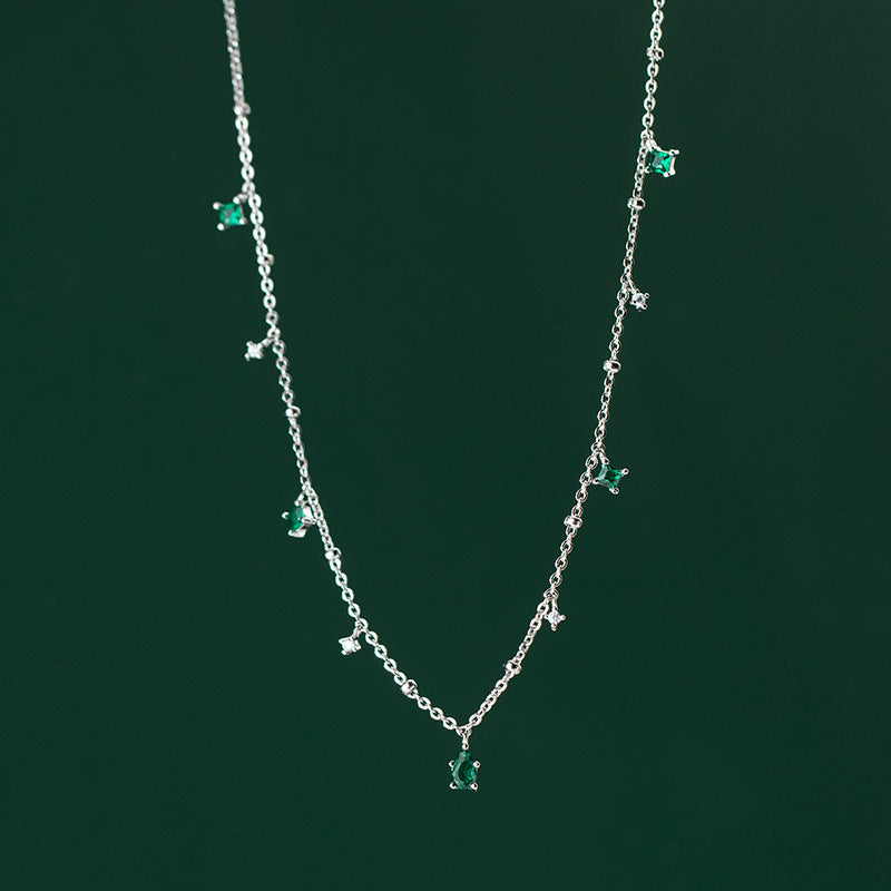 Edle 925 Sterling Silber Smaragdtropfen-Kette