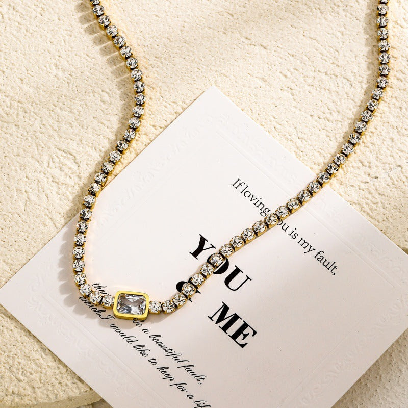 Edelstahl 18K Goldbeschichtetes Tenniskette
