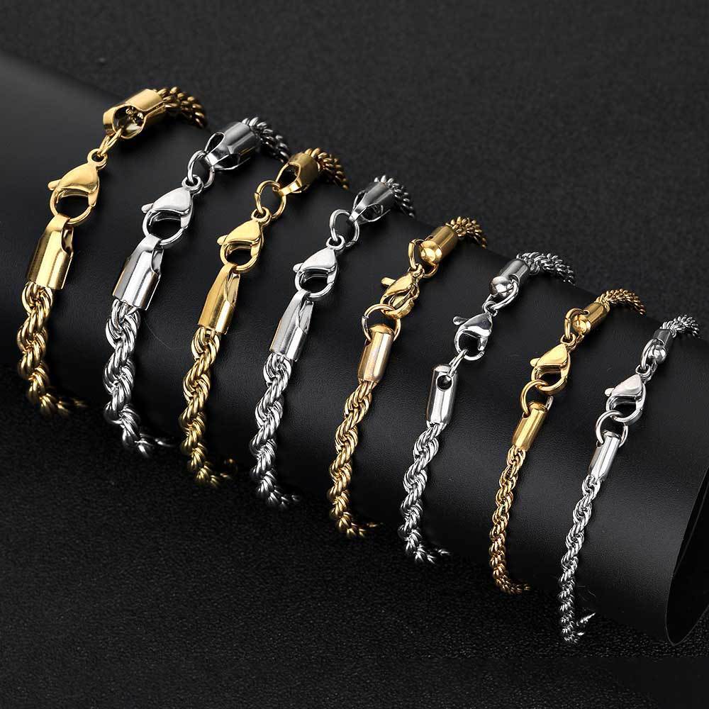 Edelstahl Twisted Rope Silber/Gold