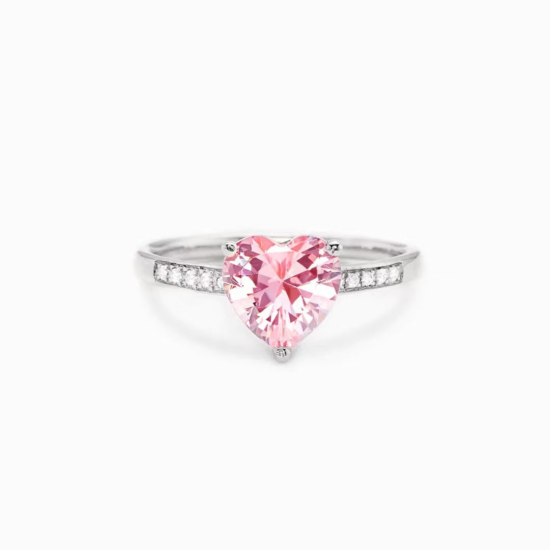 925 Sterling Silber Pinker Herzring