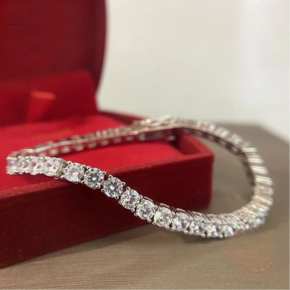 925er Sterling Silber Moissanit Tennisarmband