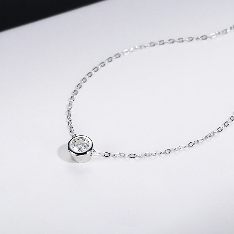 925 Sterling Silber Runde Moissanit Kette