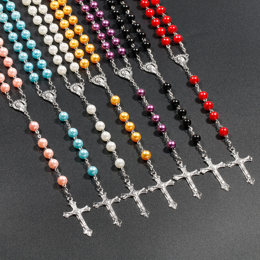 Mehrfarbige Perlen Rosenkranz Kette