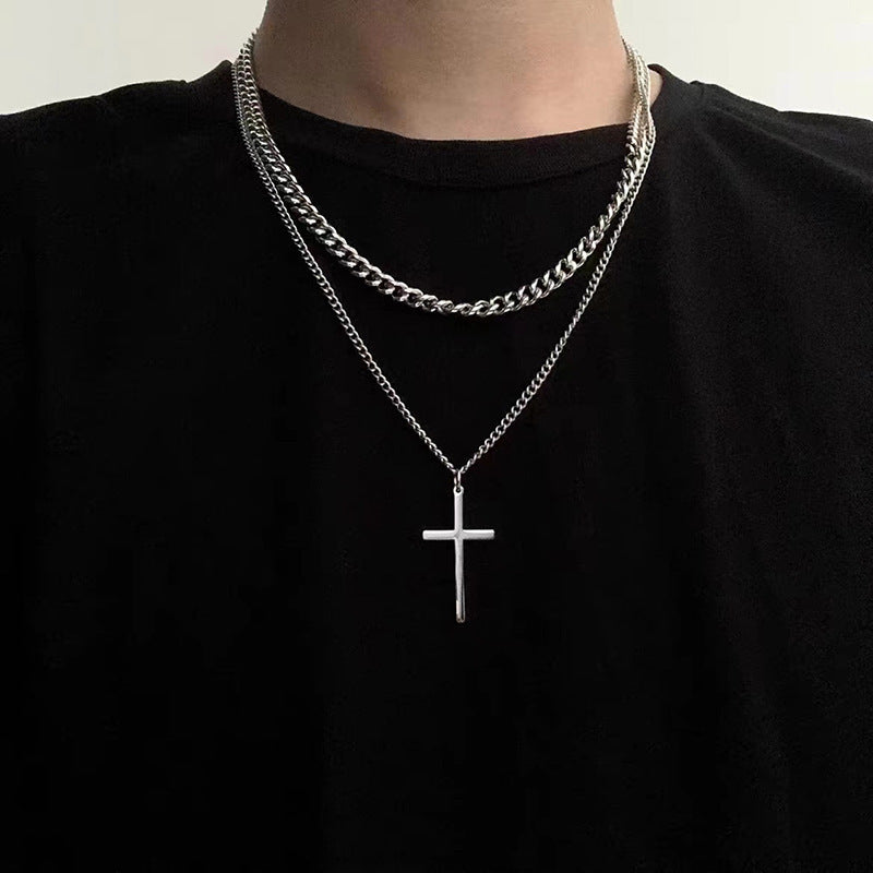 Titanstahl Kreuz Doppelkette