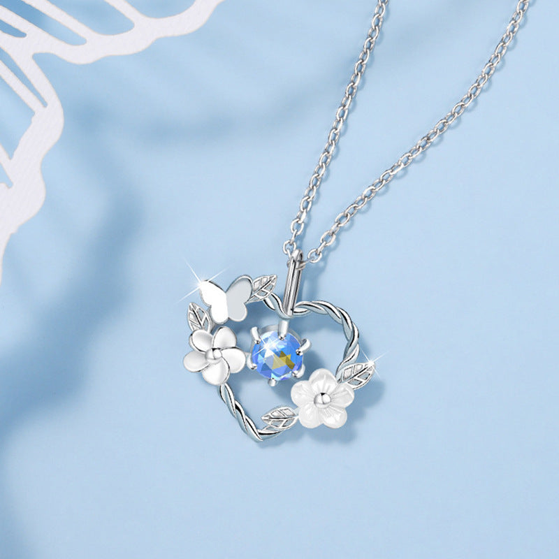 Blüten-Herz Kette 925 Sterling Silber