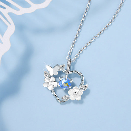 Blüten-Herz Kette 925 Sterling Silber