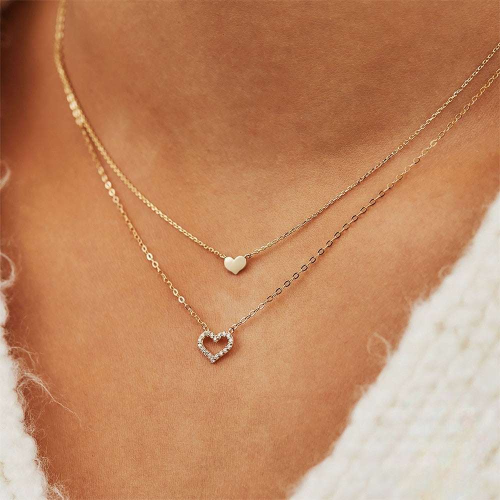 925 Sterling Silber 2 Herzenkette