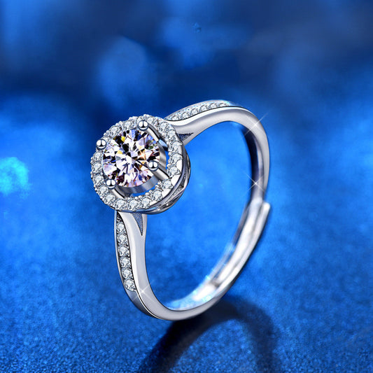 925 Sterling Silber Runder Moissanitstein Ring