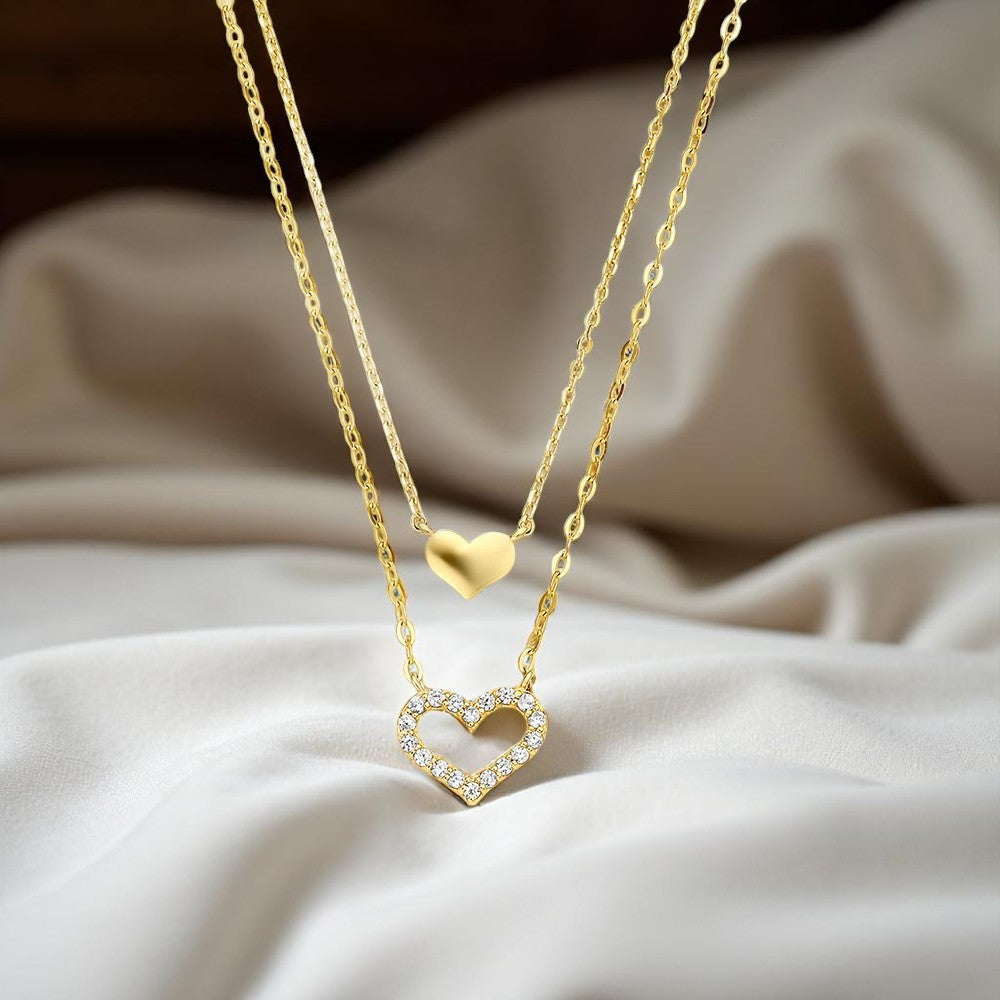 925 Sterling Silber 2 Herzenkette