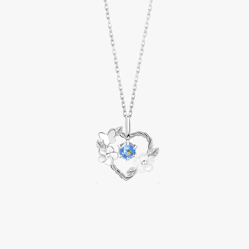 Blüten-Herz Kette 925 Sterling Silber