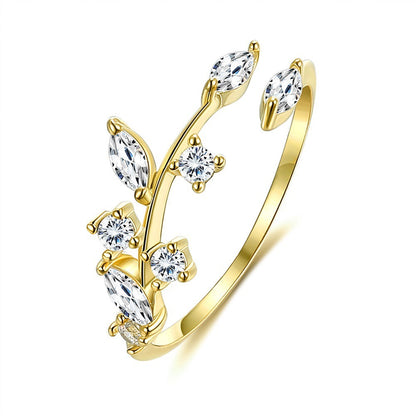 925 Sterling Silber Blatt-Ring