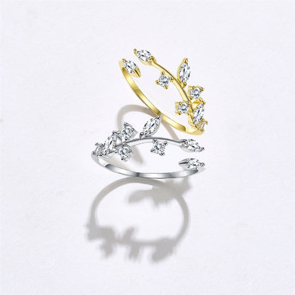 925 Sterling Silber Blatt-Ring
