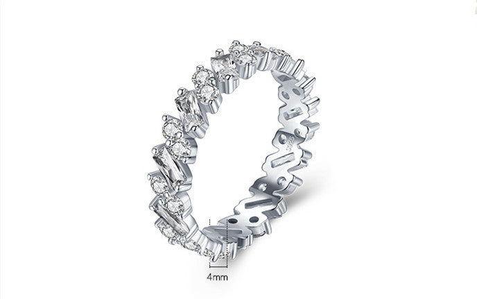 Baguette-Brillant-Diamant abwechselnder 925 Sterling Silber Ring