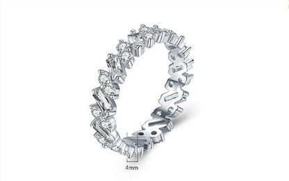 Baguette-Brillant-Diamant abwechselnder 925 Sterling Silber Ring