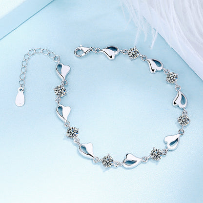 Herz-Kristall Armband 925 Sterling Silber