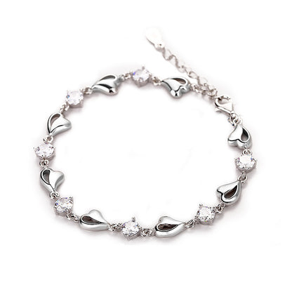 Herz-Kristall Armband 925 Sterling Silber