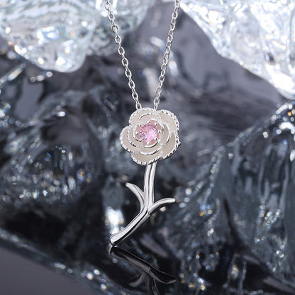 925 Sterling Silber Rosa Rosenkette