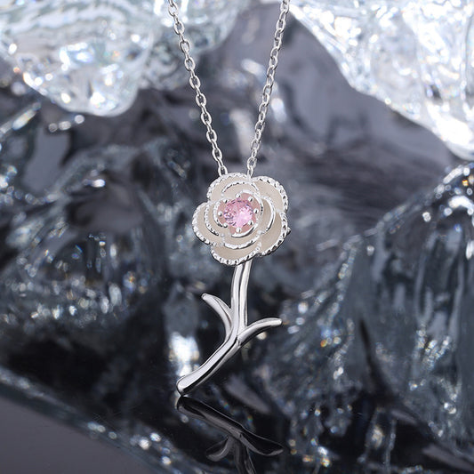 925 Sterling Silber Rosa Rosenkette
