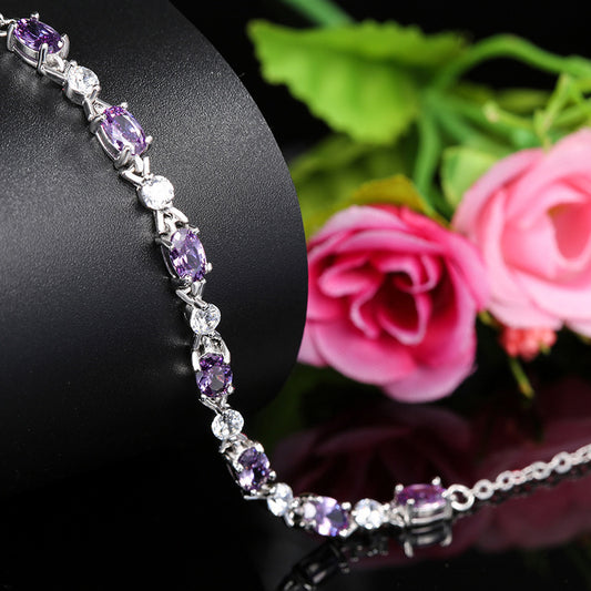 Violettedelstein Armband 925 Sterling Silber