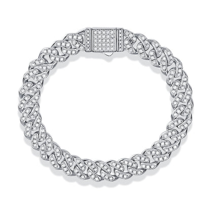 925 Sterling Silber Cuban Link Moissanit Iced Out Armband