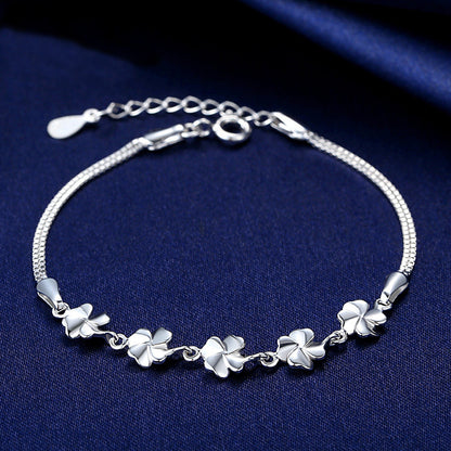 925 Sterling Silber Vierblättriges Kleeblatt Armband