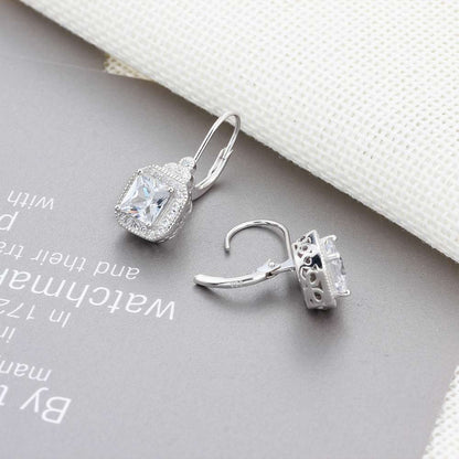 925 Sterling Silber Quadratische Diamant-Ohrringe