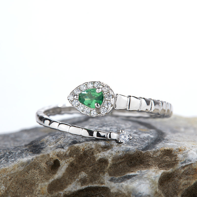 925 Sterling Silber Smaragdschlange Ring