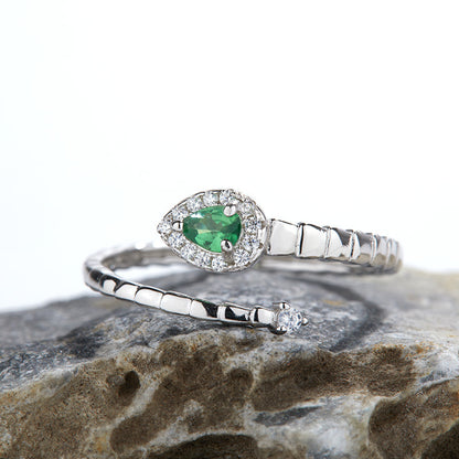 925 Sterling Silber Smaragdschlange Ring