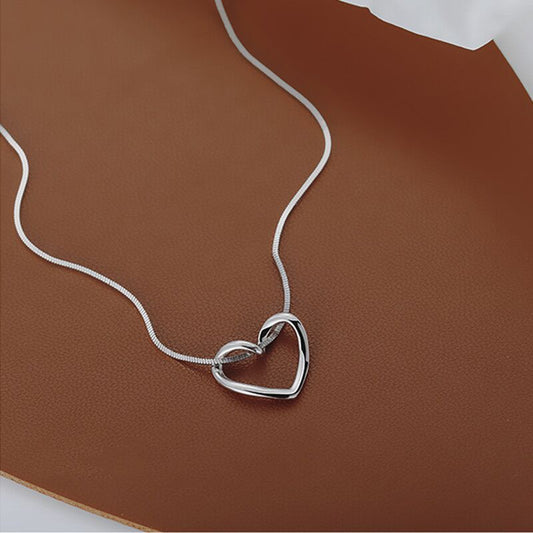 925 Sterling Silber Offene Herzkette