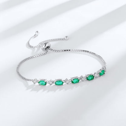 925 Sterling Silber Smaragd Diamant Armband
