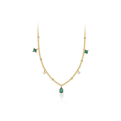 Edle 925 Sterling Silber Smaragdtropfen-Kette