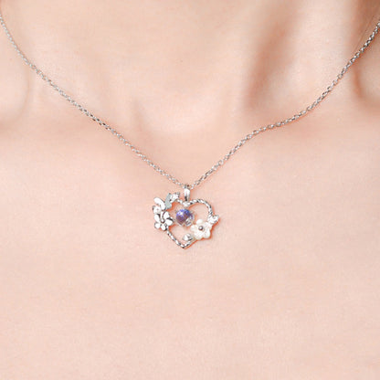 Blüten-Herz Kette 925 Sterling Silber