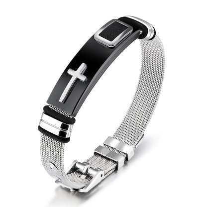 Edelstahl Mesh Kreuzarmband