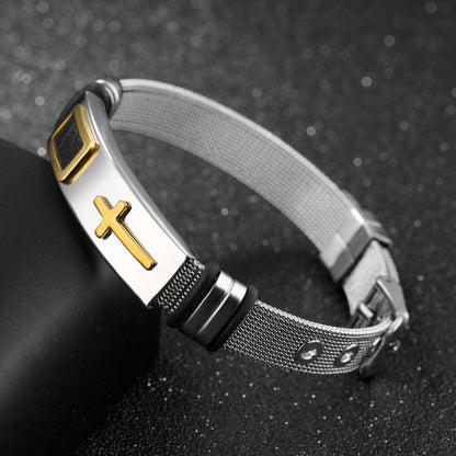 Edelstahl Mesh Kreuzarmband