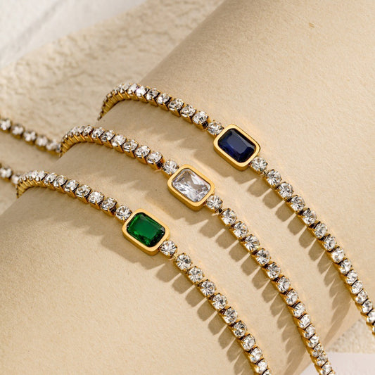 Edelstahl 18K Goldbeschichtetes Tenniskette