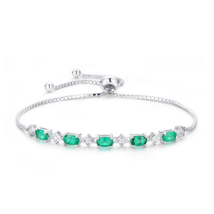 925 Sterling Silber Smaragd Diamant Armband
