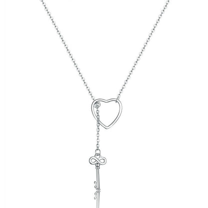 925 Sterling Silber Herz mit Schlüssel Kette