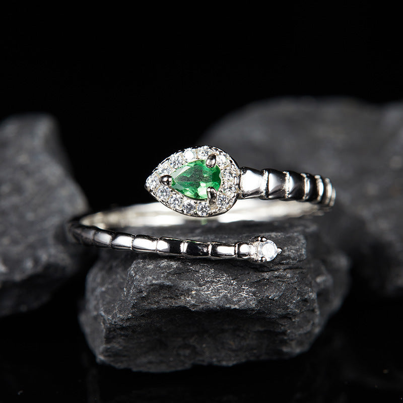 925 Sterling Silber Smaragdschlange Ring
