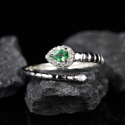 925 Sterling Silber Smaragdschlange Ring