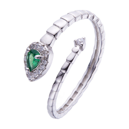 925 Sterling Silber Smaragdschlange Ring