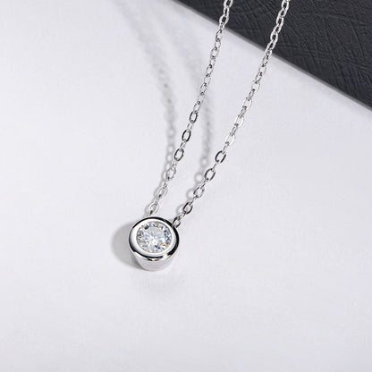 925 Sterling Silber Runde Moissanit Kette