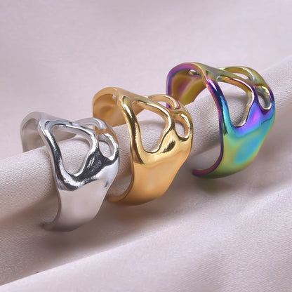 Geschmolzenes Metall Edelstahlring