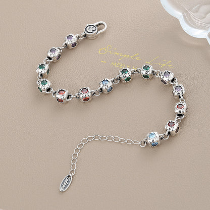 925 Sterling Silber Bunte Diamanten Armband