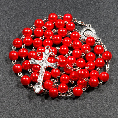 Mehrfarbige Perlen Rosenkranz Kette