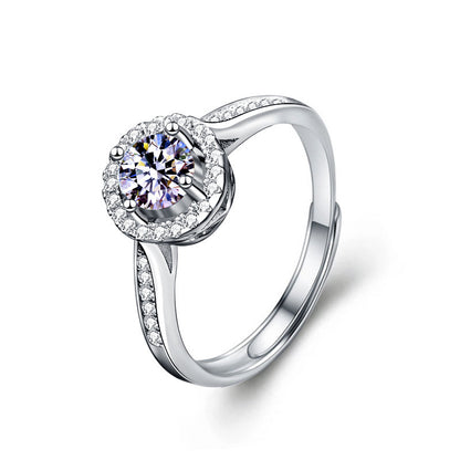 925 Sterling Silber Runder Moissanitstein Ring